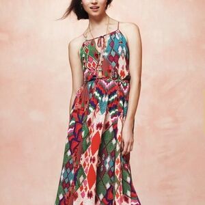 Anthropologie Multicolor Geometric Print Sleeveless Maxi Dress